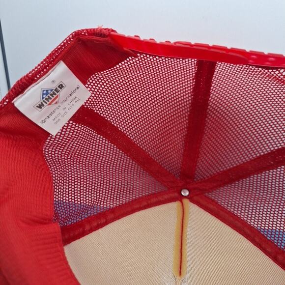 Vintage Rutledge Backhoe & Pump Trucker Snapback Hat Cap Red - Picture 7 of 7